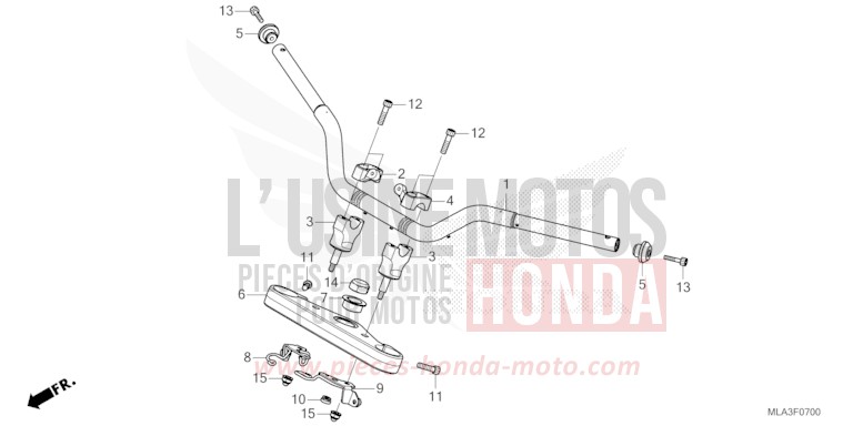 TUYAU DE GUIDON/PONT SUPERIEUR de CMX 1100 "Rebel" GUNMETAL BLACK METLLIC (NHC52) de 2021